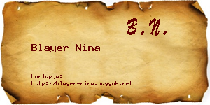 Blayer Nina névjegykártya
